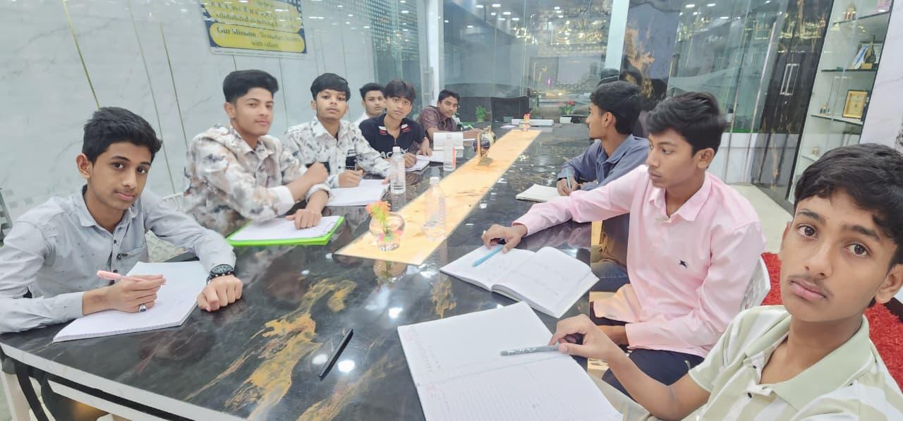 Students studying together around a table